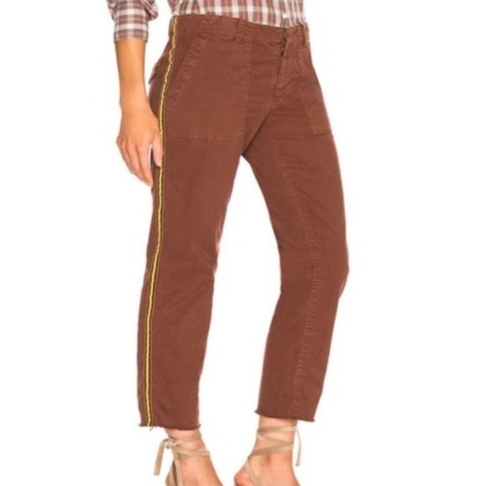 Nili Lotan Brown Jeans with Yellow Stripe